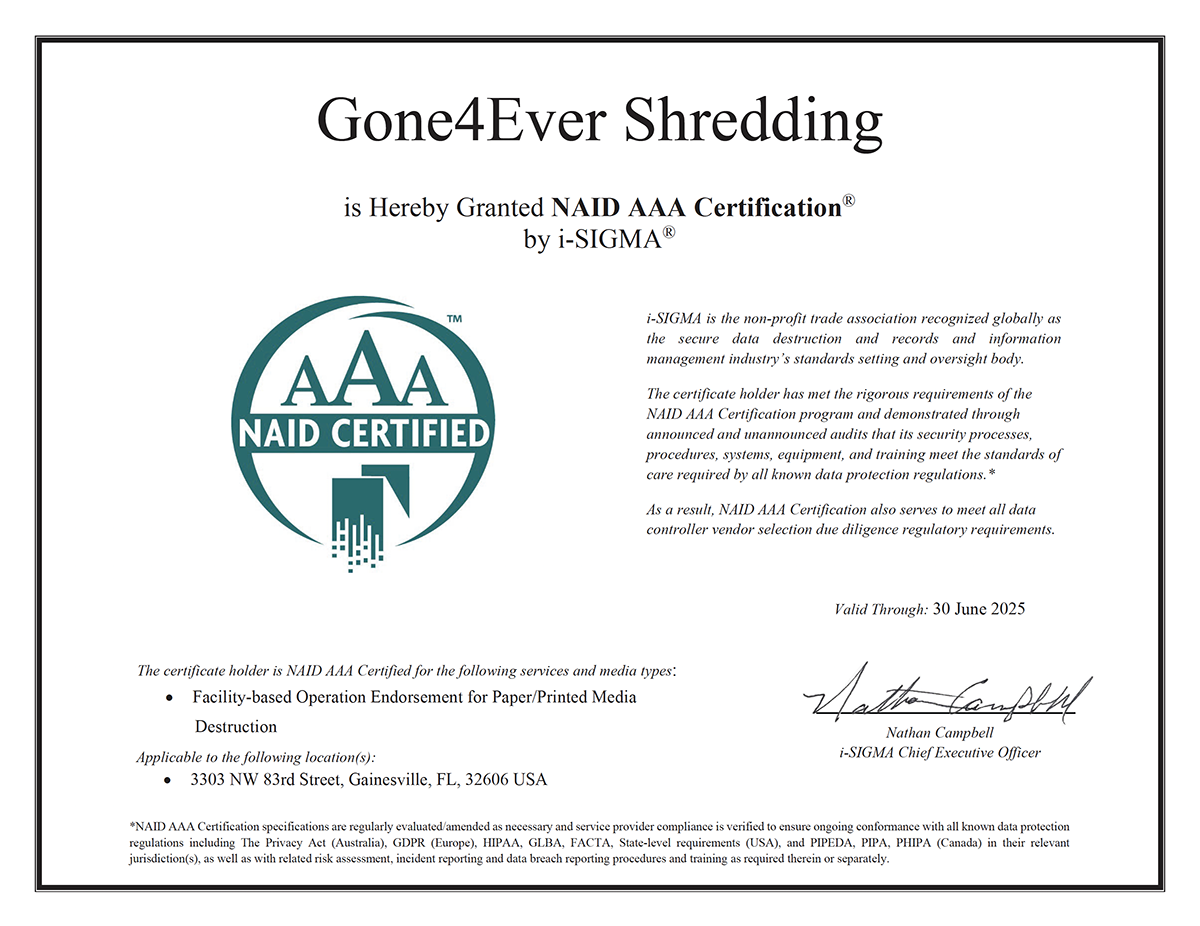 NAID Certifiation